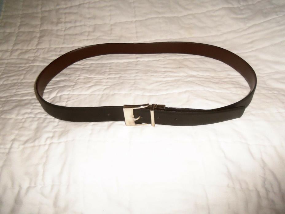Calvin Klein Black leather belt with silver tone buckle! 48 inches long!