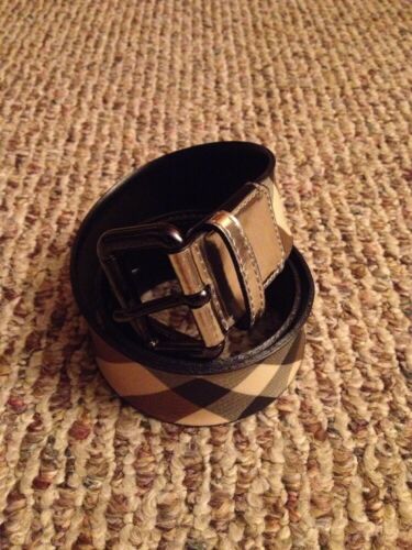 Authentic Womens Burberry Check Plaid Leather Belt 32/ 80