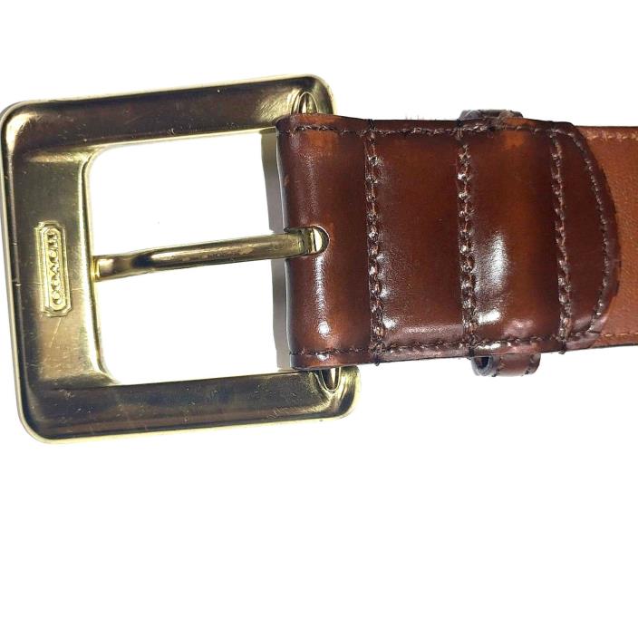 COACH Women's Brown Belt Polished Cowhide Solid Brass Buckle Size Med USA  #8511