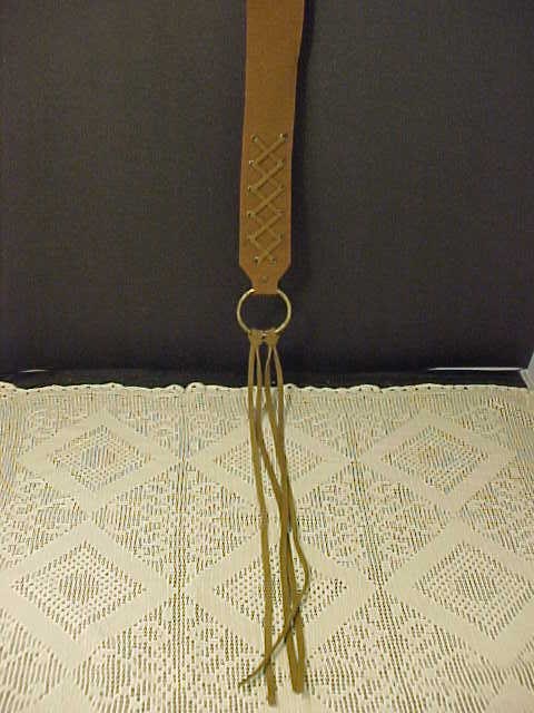 Hippie Belt Brown Boho Style Fringe Genuine Leather Ring Tie On Unique X Design