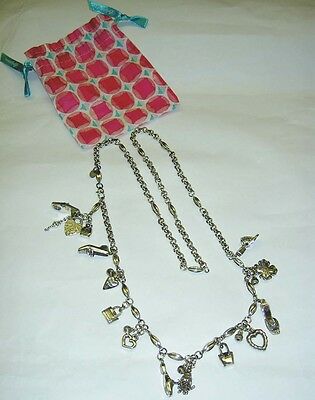 BRIGHTON Ornate Silver Chain Dangle Shoe Handbag Belt + Heart + TIN