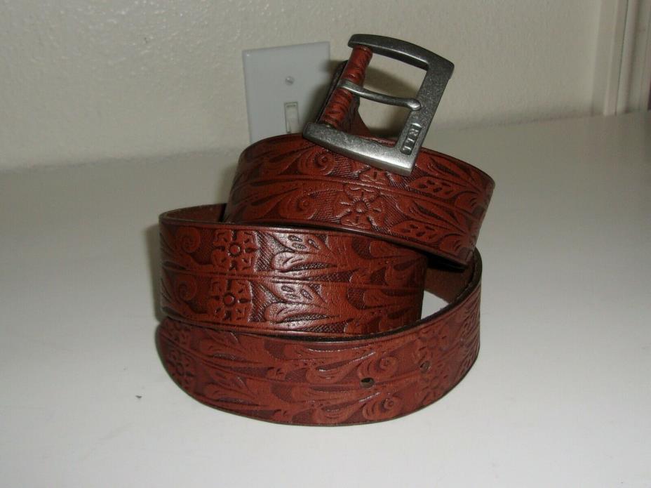 Ralph Lauren Brown Tooled Leather Belt Size XL