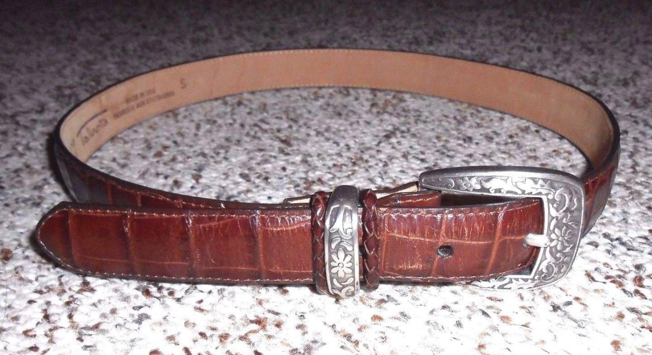 Talbot's Women's Genuine Leather Croc Look Brown Belt Size Small (S)