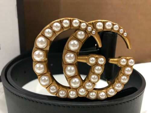 Women’s Gucci Double G Pearl Marmont Belt Size 75cm