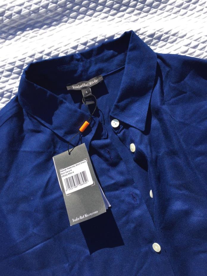 NWT Isabella Oliver Hannet Maternity Shirt Dress With Tie (Size 4) US 10 Blue