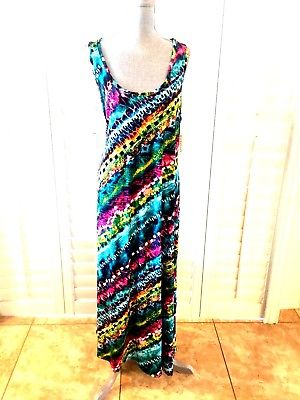 P. INC (MATERNITY) VIBRANT MULTI COLORS MAXI DRESS SIZE XL MADE IN USA NWI