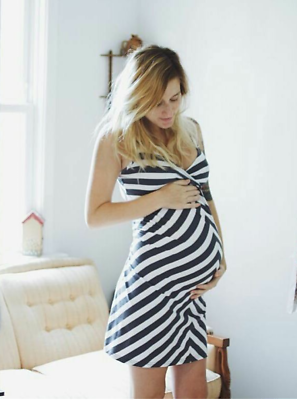 Old Navy Maternity Gray Striped Dress