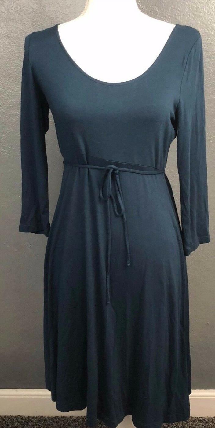 Motherhood Maternity Women's Maternity Dress Size Small 3/4 sleeve navy belted
