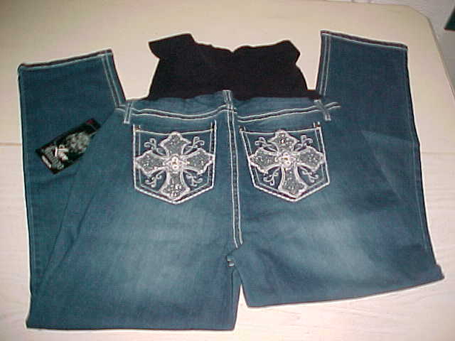 NEW NWT Love Indigo Maternity Designer Blue Jean Pants 2X Skinny Stretch 519