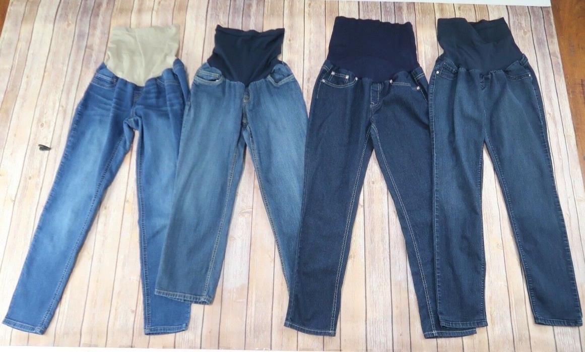 Women's Size L Lot Of 4 Pairs Skinny Cropped Maternity Jeans
