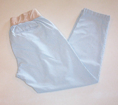 Women's Gap Maternity Straight White & Blue Striped Denim Cotton Jeans 12