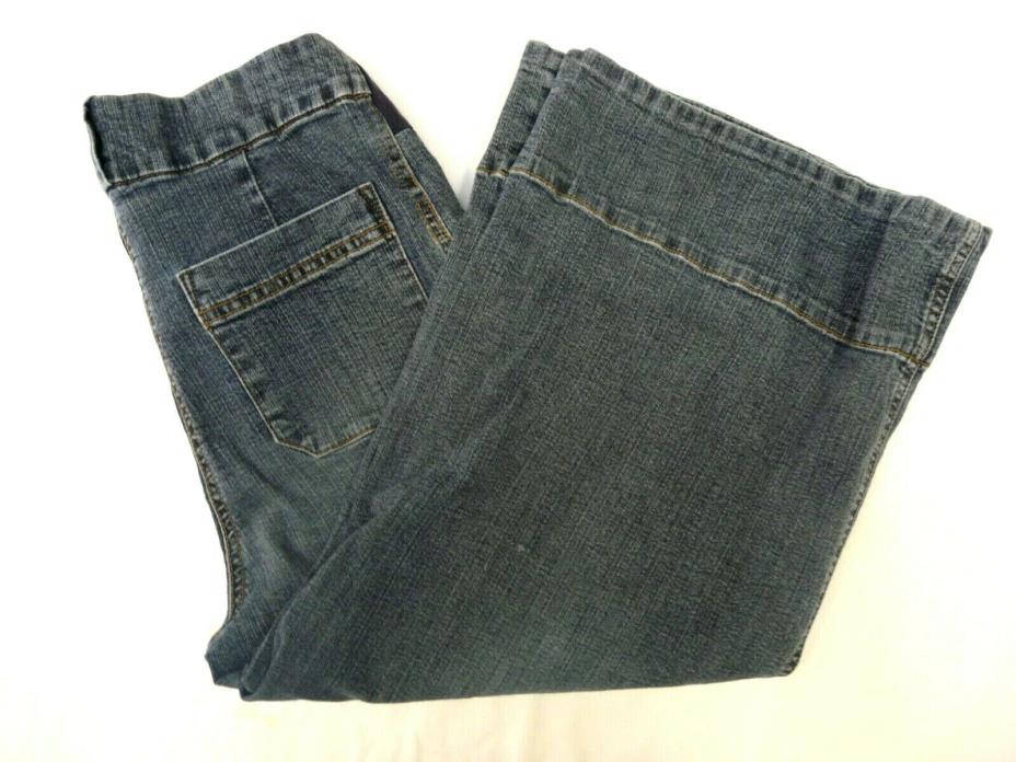 Duo Maternity Womens Small Blue Denim Capris Cropped Jeans Stretch
