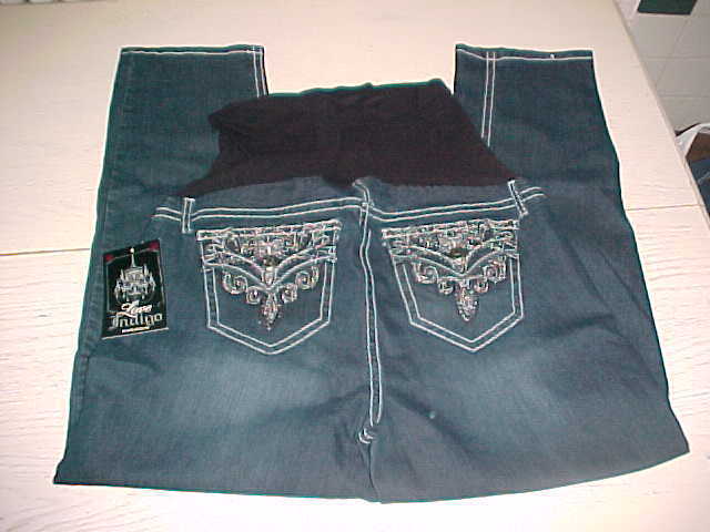 NEW NWT Love Indigo Maternity Designer Blue Jean Pants 2X Skinny Stretch 571