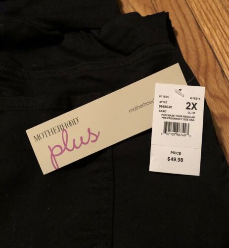 Motherhood Plus Maternity Jeans  2X Relaxed Belly Panel Basic Black