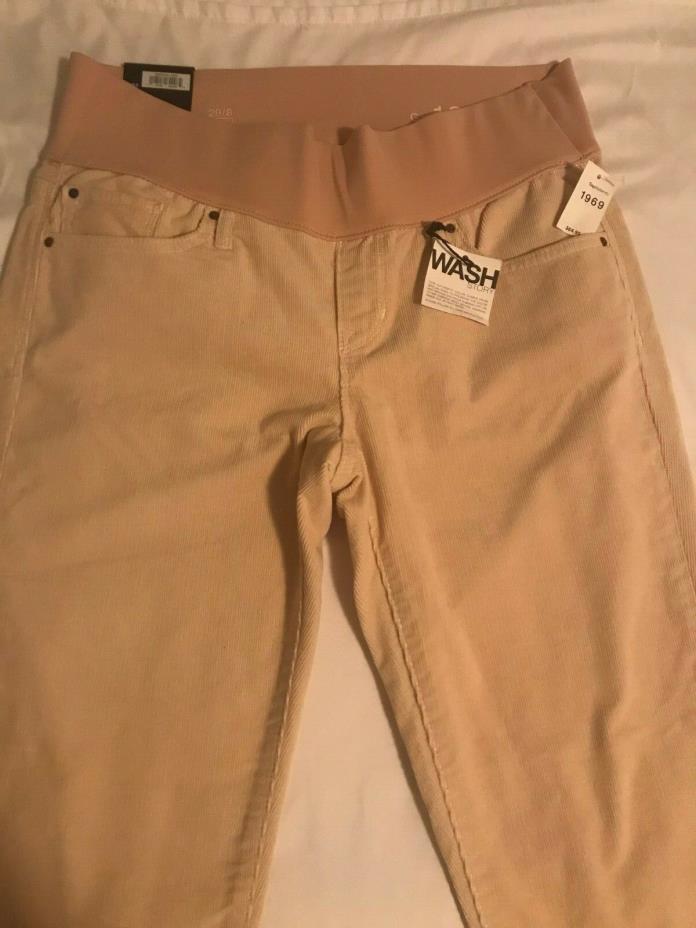 NWT Womens Gap Maternity 1969 Size 29 / 8 Always Skinny Panel Corduroy Tan Cream