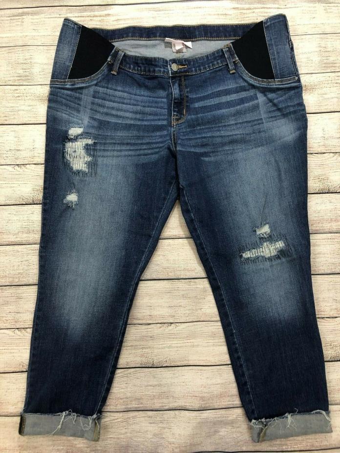 Ingrid Isabel Maternity Distressed Jeggins Capri Cropped Jeans Size 18 H9
