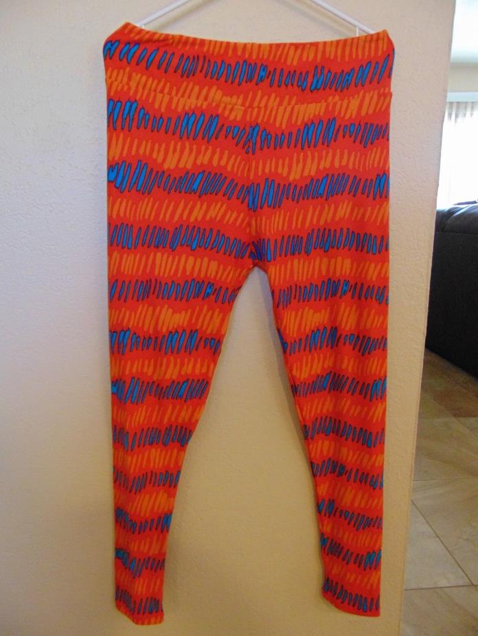 LulaRoe Tall & Curvy Leggings Blue Orange NWOT