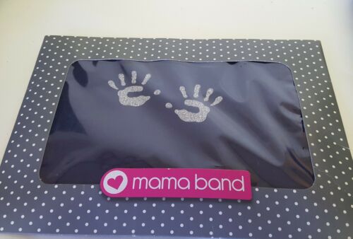 Mama Band Medium Navy Blue Glitter Handprints Pregnancy Belly Band NIP
