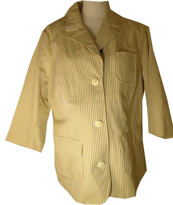 Old Navy Womens Maternity Jacket XL Tan Stripes 100% Cotton Button Down w/Pocket