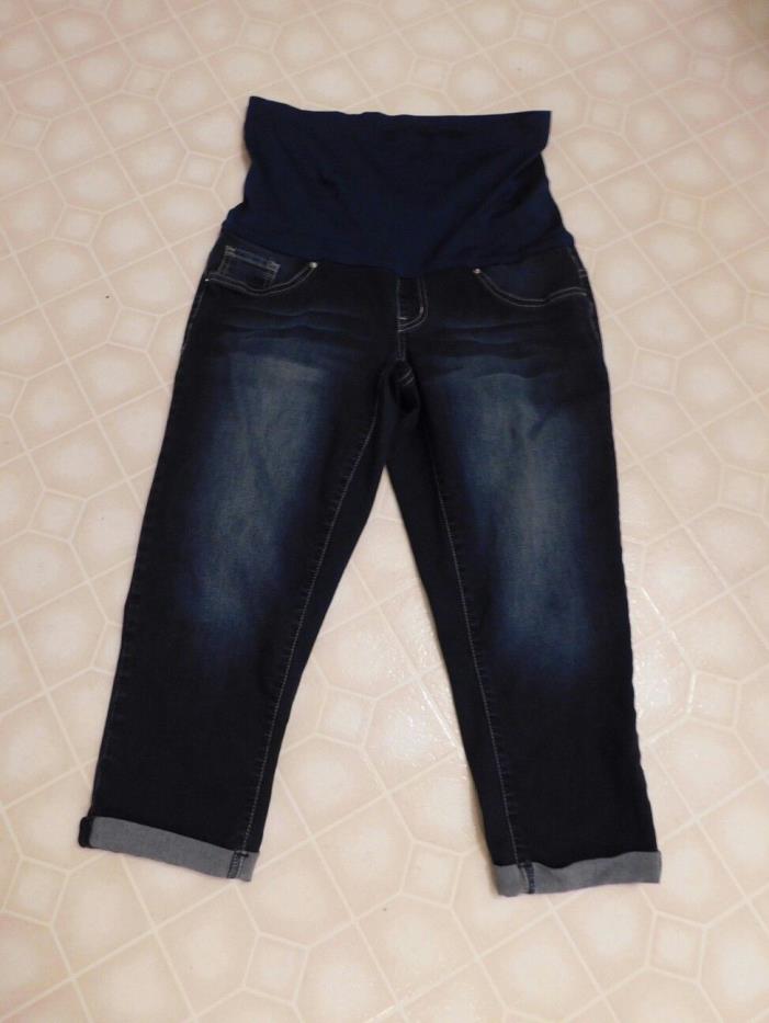 womens maternity jeans size large ankle crop capri distressed