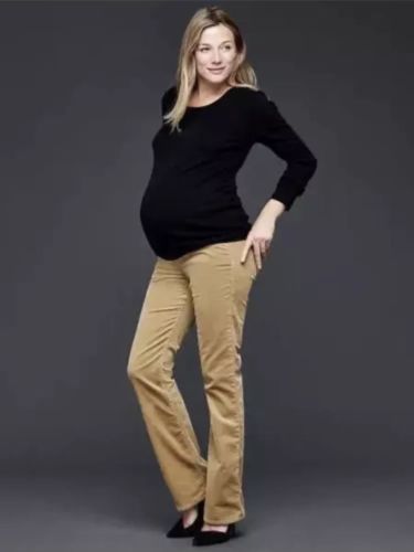 Gap Maternity NWT Tan Perfect Boot Full Panel Corduroy Pants 26 / 2