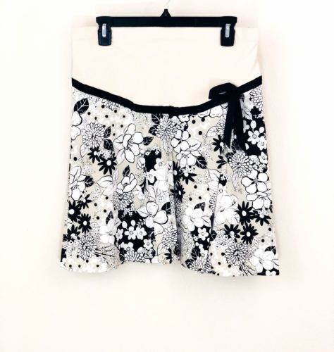 Motherhood Maternity Skirt White Black Floral Mini Skirt Belly Stretch Medium