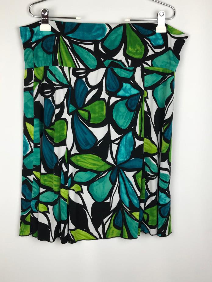Motherhood Maternity Womens size XL Black Green Teal Stretchy Floral Print Skirt