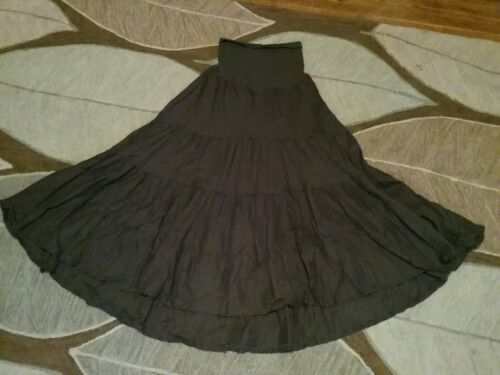 Motherhood Maternity Brown Boho Tiered Skirt Long Modest - size Medium/Large