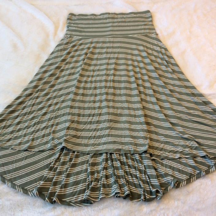Motherhood Maternity Skirt Size XL Rayon Jersey Knit Stretch Full Green Stripe
