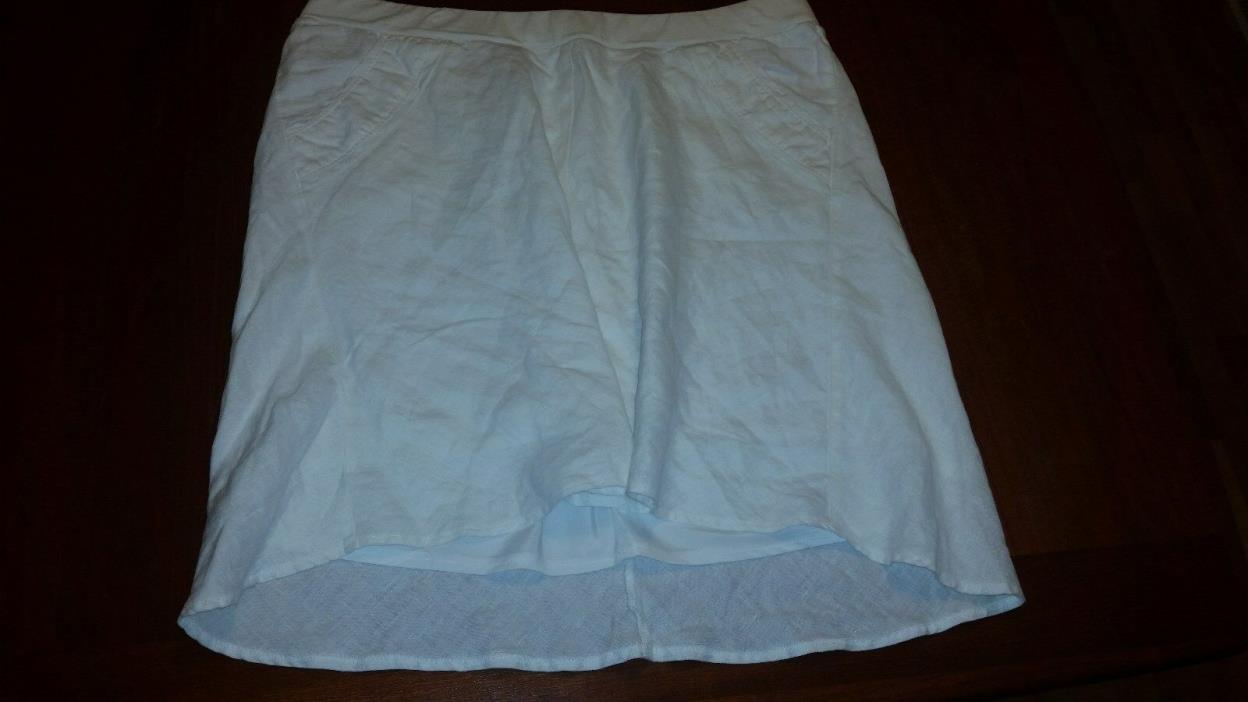 Motherhood L bright White Linen Mini skirt EUC elastic waist lined maternity