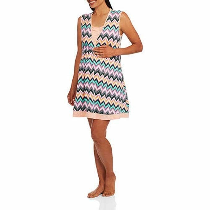 CHILI PEPPERS Women's Maternity Knit Jersey Sleeveless Nursing Chemise CHEVON M