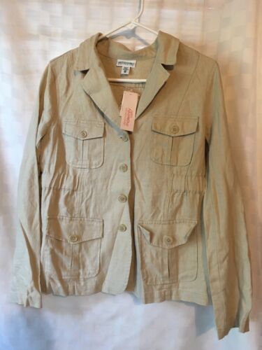 Motherhood Maternity Medium  Jacket  Tan/Beige 100% LINEN ~ New With Tags!