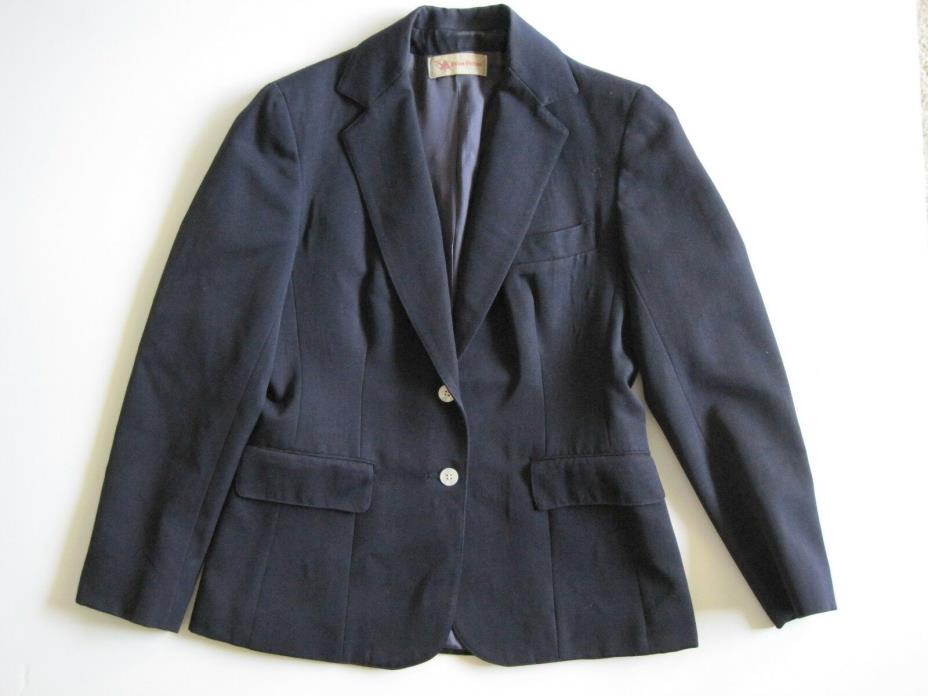 Vintage Evan Picone Navy Blue Blazer Jacket 100% Wool Women's 10
