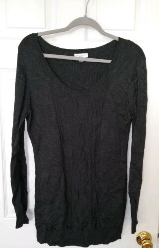 Liz Lange Maternity Sweater Shirt Size Large Long Sleeve Dark Gray Charcoal