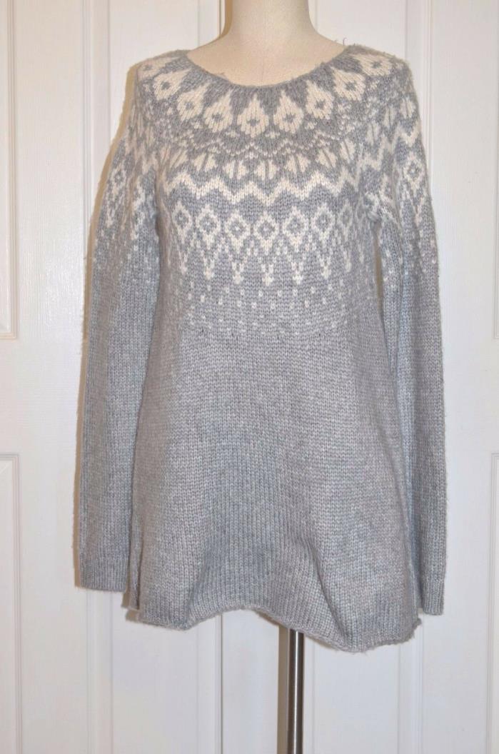Sonoma Long Sweater Women's Size S Light Gray & White Acrylic and Nylon Nwt's