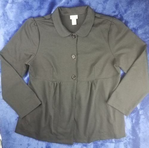 Motherhood Maternity Black Button Up Sweater Coat Jacket Size Large Career (M9)