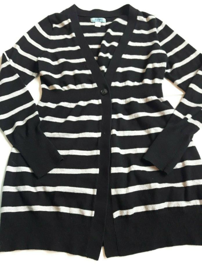 Old Navy maternity cardigan sweater size medium black stripe