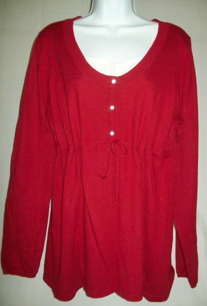 Motherhood Maternity Womens Red Sweater Tunic Size Large Career Valentines Day