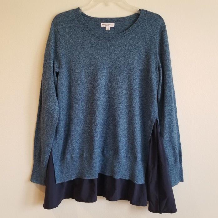 Women's L Maternity Sweater Long Sleeve Liz Lange layered navy blue