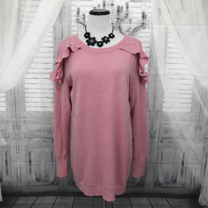 Isabel Ingrid Isabel Women Medium Maternity Sweater Pink Ruffle Long Sleeve B22
