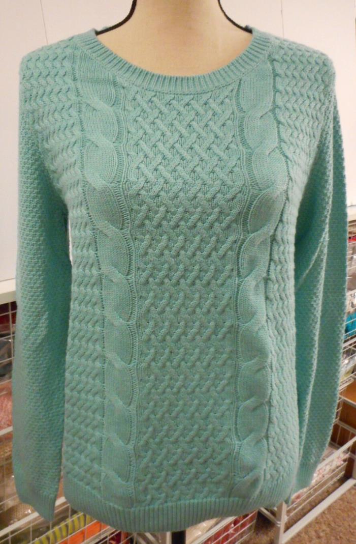 Croft & Barrow NWOT 100% Cotton Cable Knit Sweater Green Size M