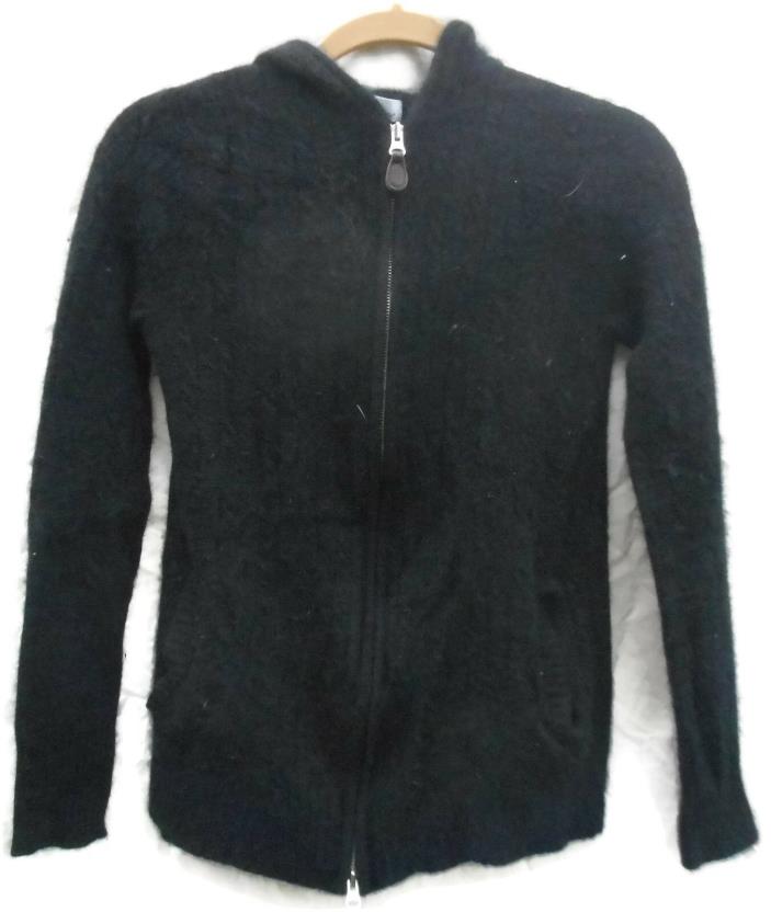 Mimi Maternity Black Long Sleeve Hooded Full Zip Cardigan Sweater Size M Regular