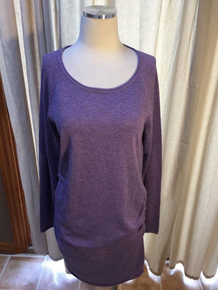 NWT Liz Lange Maternity Heather Purple Ruche Shirred Tunic Sweater Medium