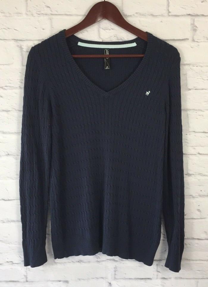 Old Navy Maternity Knit Sweater M Medium Ribbed V Neck Long Sleeve Navy Blue