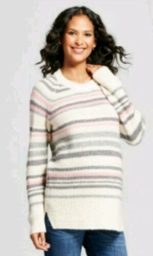 Isabel Maternity By Ingrid Soft Striped Sequin Sweater XS New