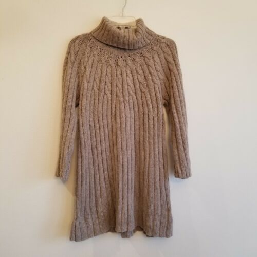 Gap brown beige Maternity Turtleneck chunky cable knit Sweater Tunic Medium