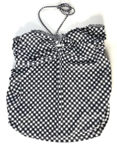 Motherhood Maternity XL Tankini Halter Tie Swim Suit Top Black White