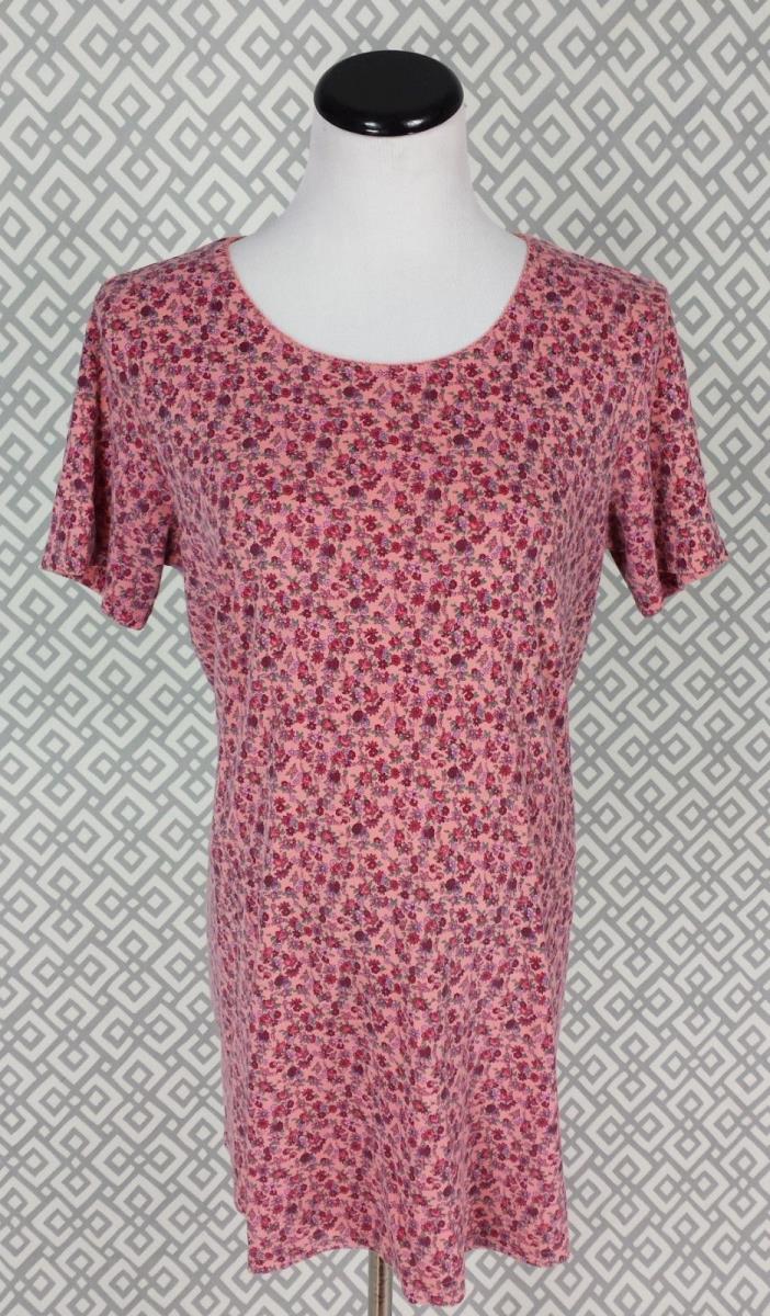 Womens Announcements Maternity Top Short Sleeve Pink Floral Blouse Size Large L