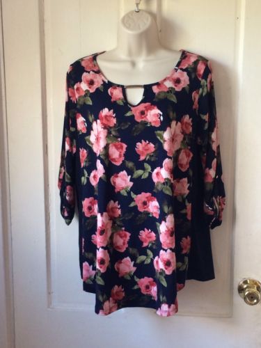 Women's Love Delirious Maternity Floral 3/4 Sleeve Shirt Size Large