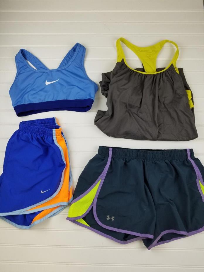 LOT OF 4 Women's size small top bra shorts Nike Under Armour Alo Activewear  Q44